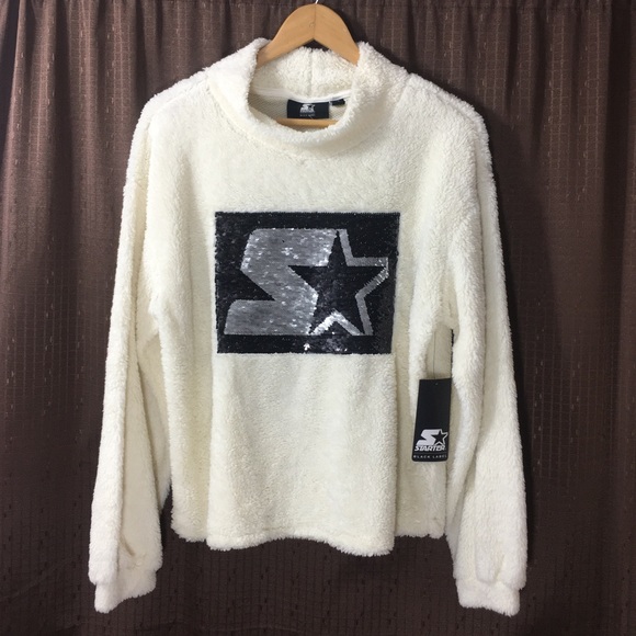 STARTER Tops - STARTER Fuzzy Fleece Sequin Pullover  Sz L